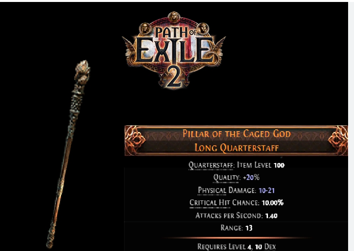 poe2 pillar of the caged god